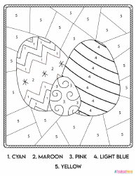 Document preview: Color by Number Coloring Page - Easter Eggs