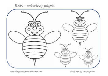 Document preview: Bees Coloring Page