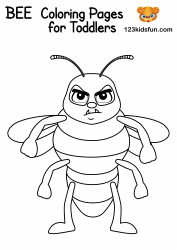 Document preview: Angry Bee Coloring Page
