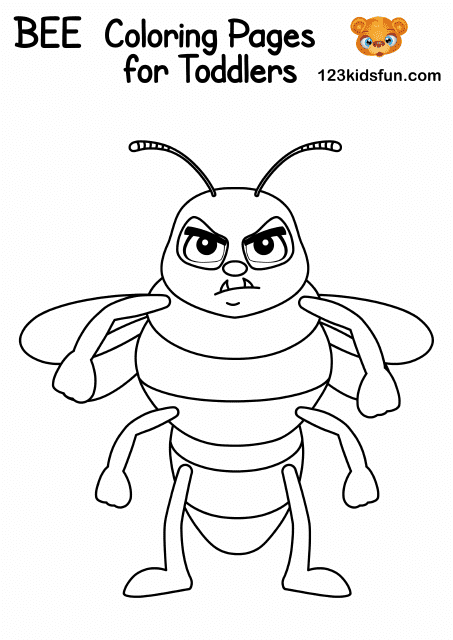 Angry Bee Coloring Page - Printable Coloring Sheet