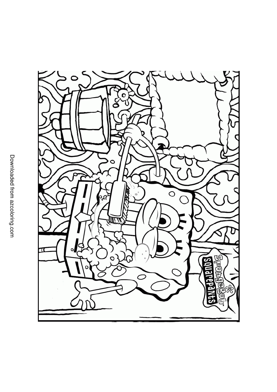 Spongebob Squarepants Coloring Page - Brushing Teeth