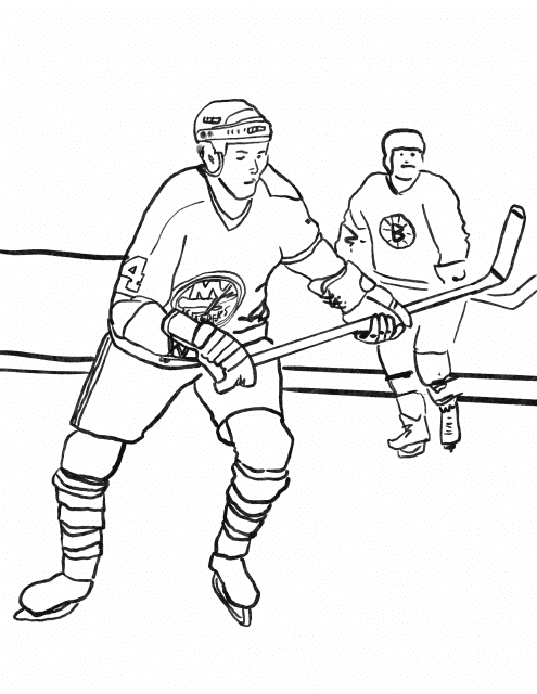 Two Hockeyists Coloring Page Download Printable PDF | Templateroller