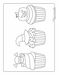 Document preview: Halloween Cupcakes Coloring Sheet