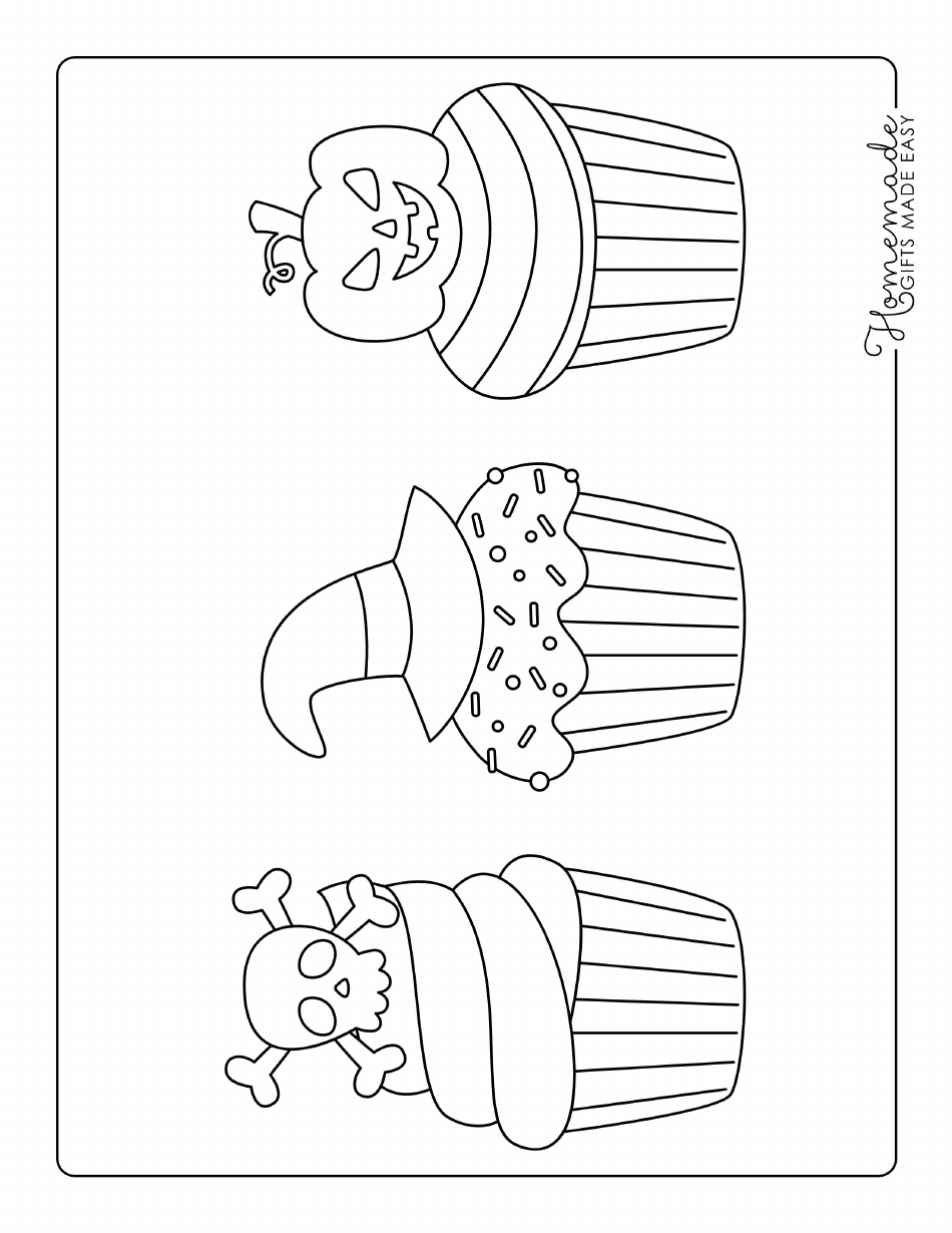 Halloween Cupcakes Coloring Sheet