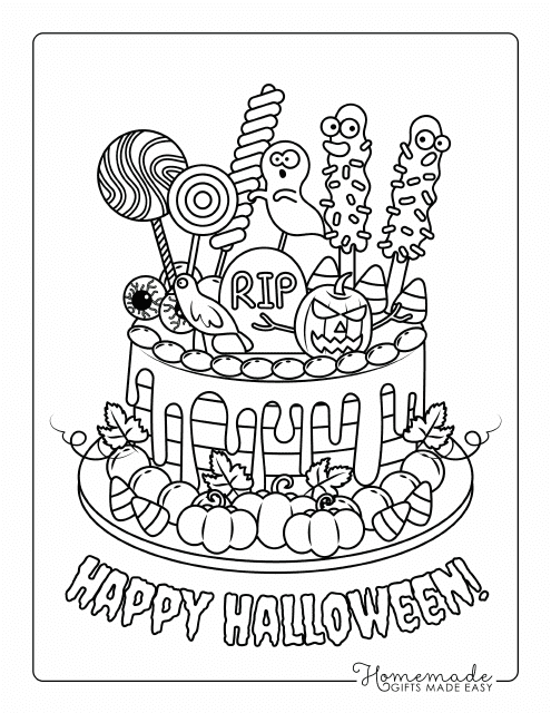 Halloween Cake Coloring Page