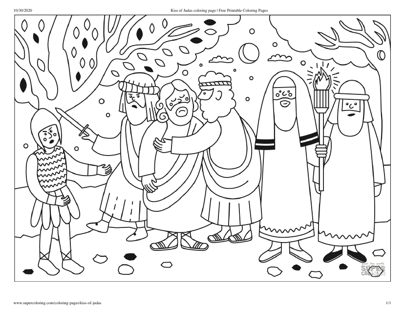 Kiss of Judas Coloring Page - Templateroller.com