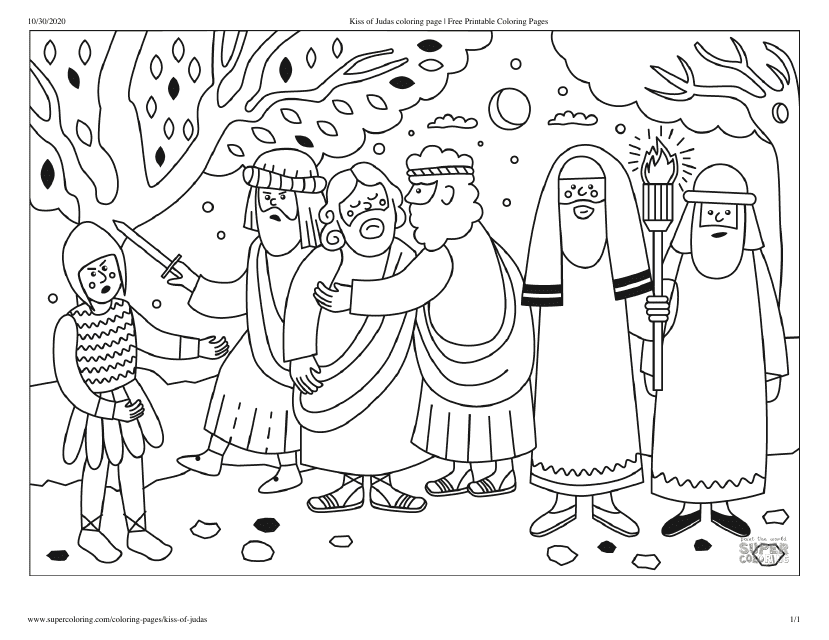 Kiss Of Judas Coloring Page Download Printable PDF Templateroller