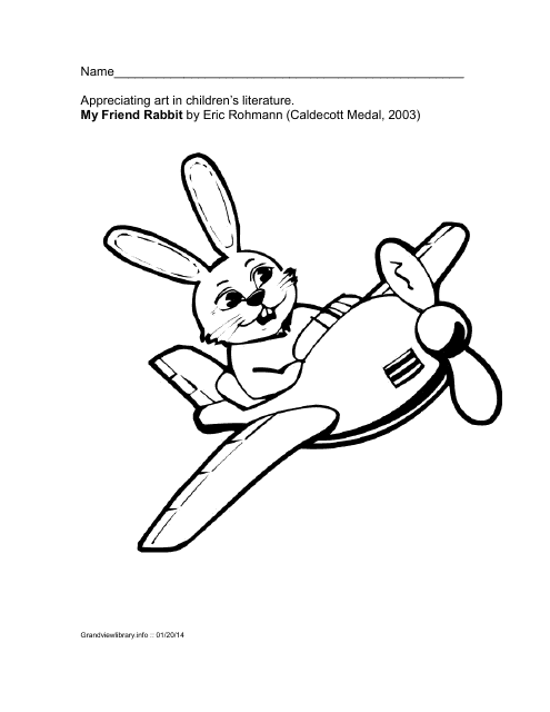 Rabbit Pilot Coloring Page