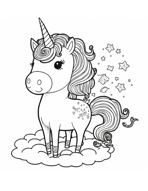 Little Unicorn Coloring Page Image Preview