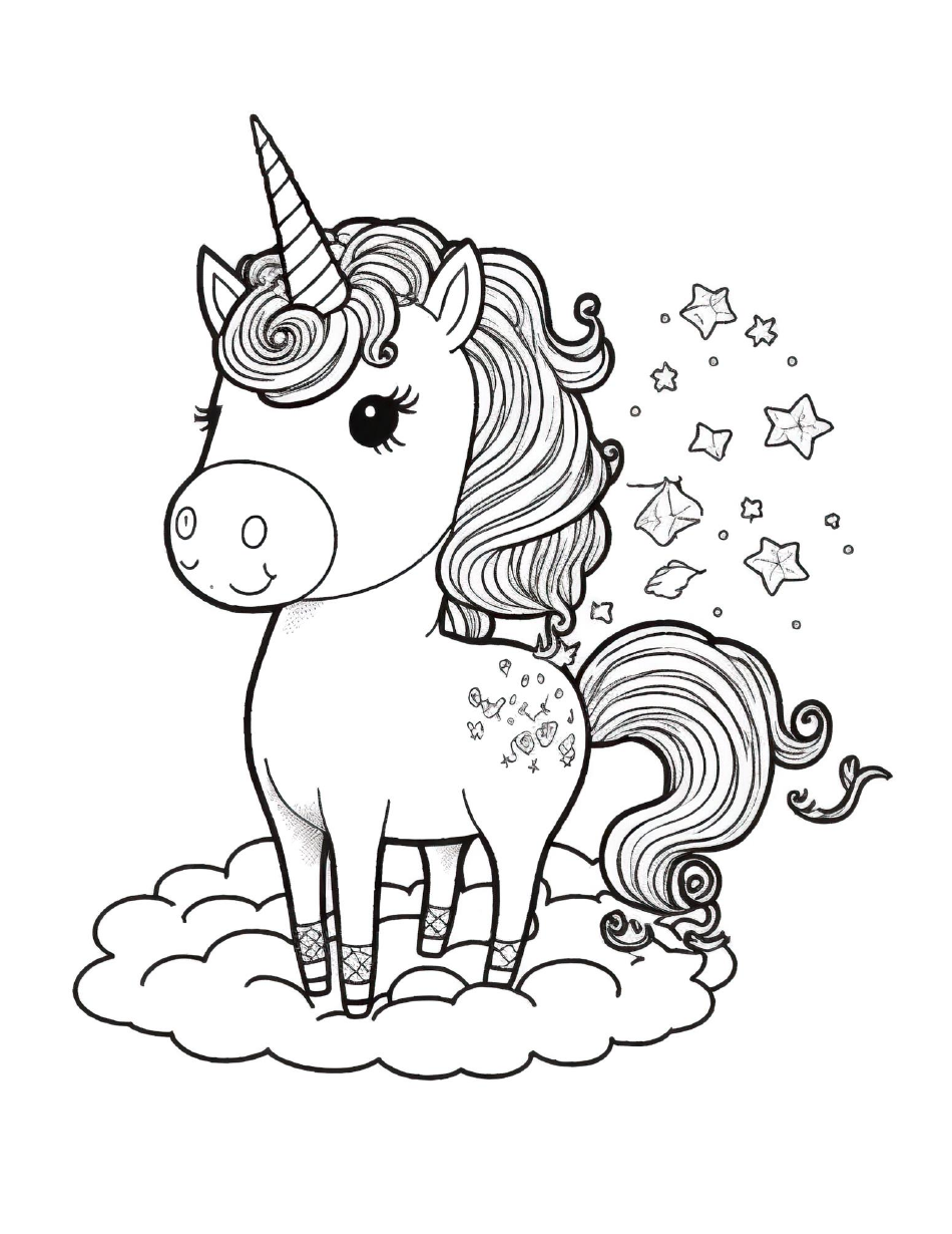 Little Unicorn Coloring Page Image Preview