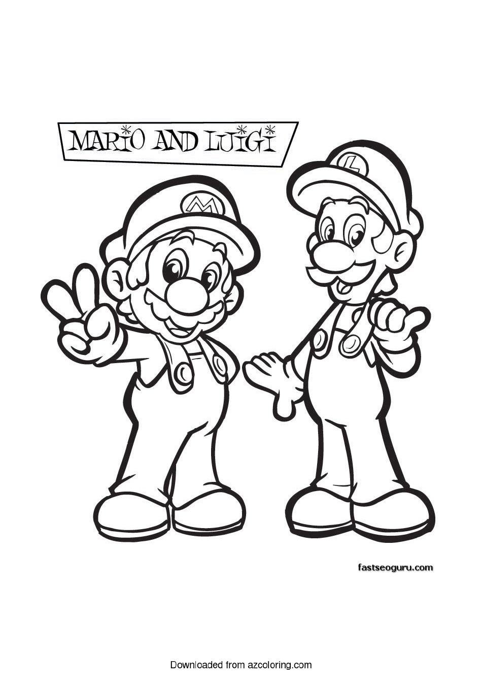 Mario and Luigi Coloring Page - Free Printable