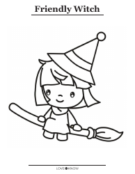 Document preview: Friendly Witch Coloring Page
