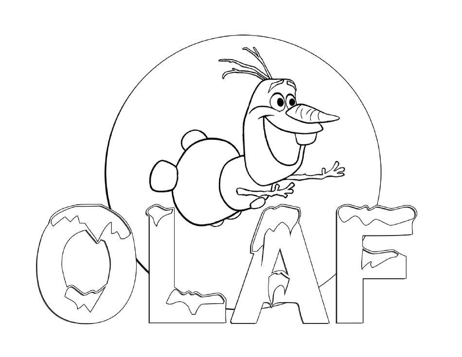 A colorful Olaf coloring page with playful and lovable snowman character from the Disney movie "Frozen".