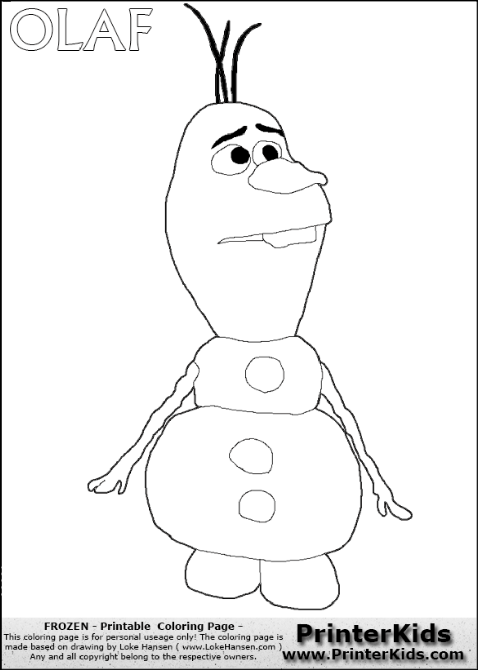 Frozen Coloring Page with Olaf