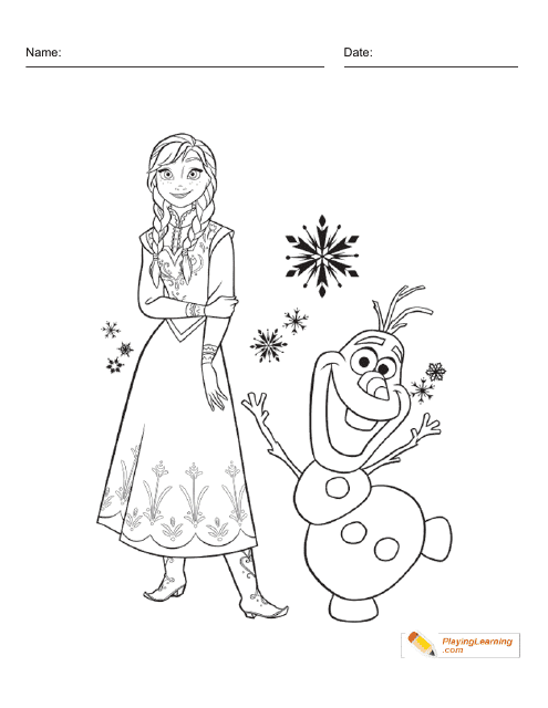 Frozen Coloring Page - Anna and Olaf Preview Image