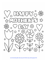 Document preview: Happy Mother's Day Coloring Page - Flowers