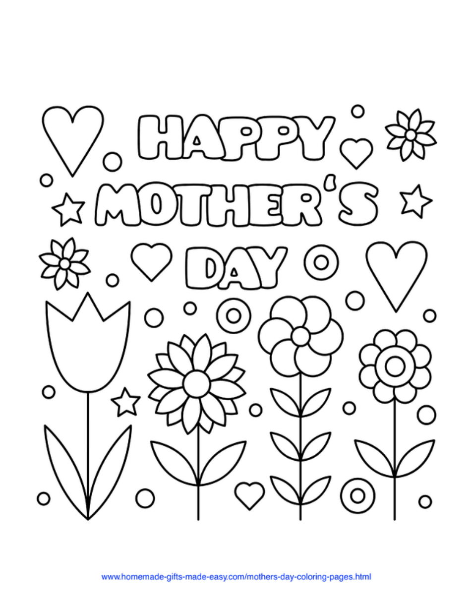 Happy Mother's Day Coloring Page - Flowers Download Printable PDF ...