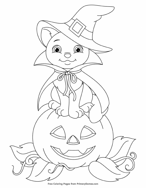 Halloween Cat Coloring Sheet Preview