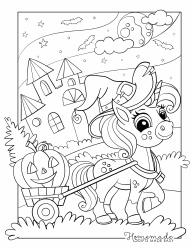 Document preview: Halloween Coloring Page - Pony Witch
