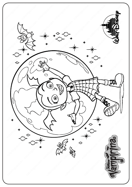 A charming coloring page of Vampirina from Disney