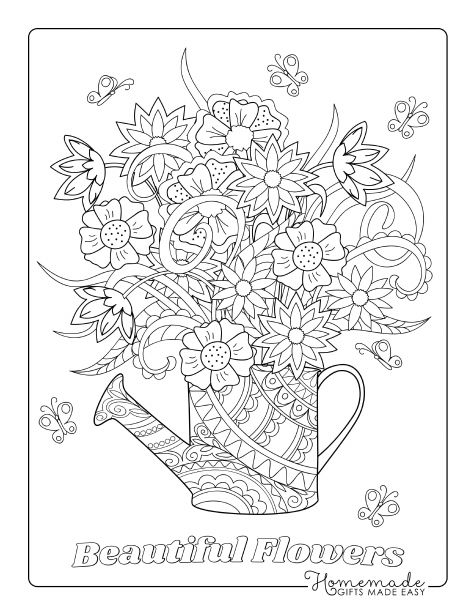 Beautiful Flowers Coloring Page Download Printable PDF Templateroller