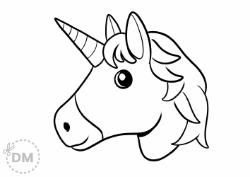 Document preview: Unicorn Head Coloring Page