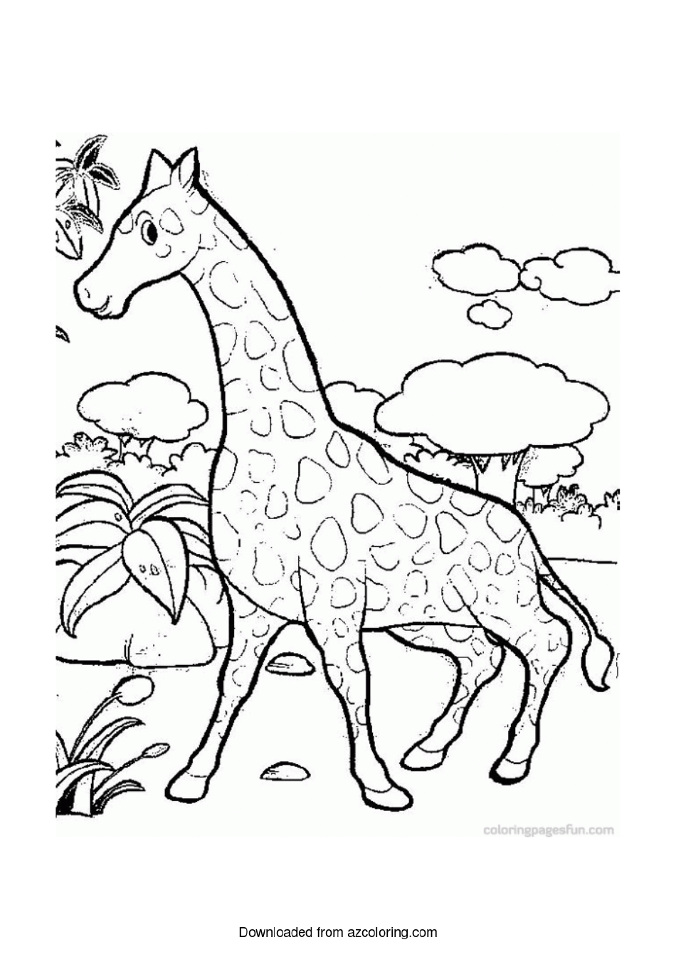 Preview of a running giraffe coloring page
