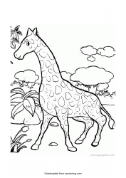 Document preview: Running Giraffe Coloring Page