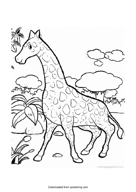 Preview of a running giraffe coloring page