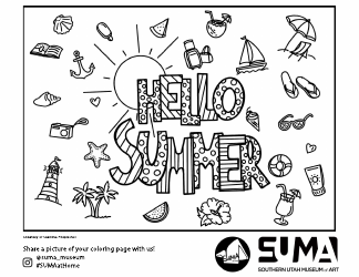 Document preview: Hello Summer Collage Coloring Page