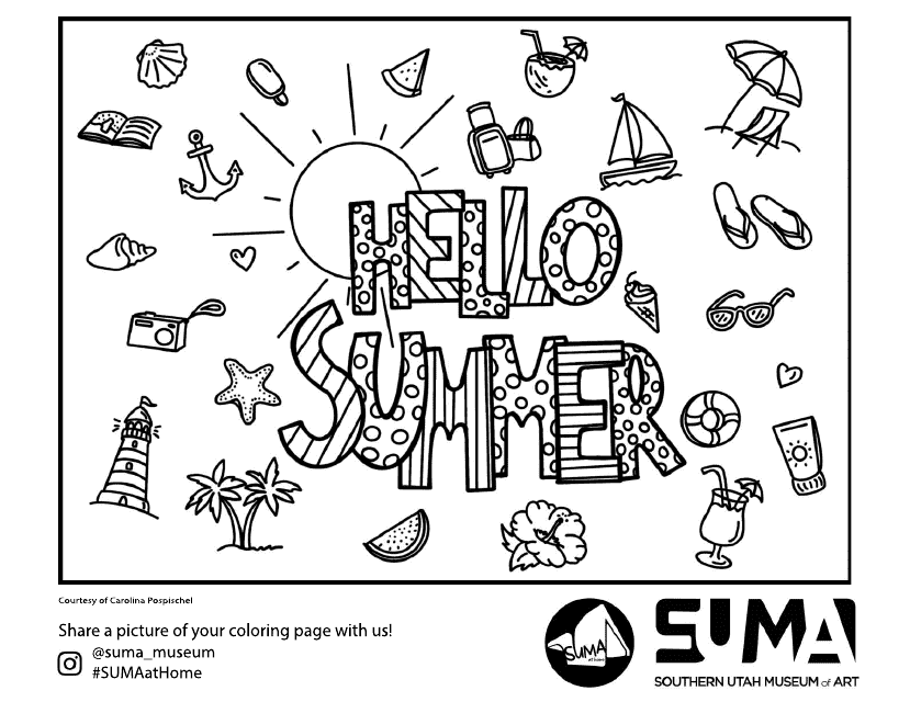 Hello Summer Collage Coloring Page