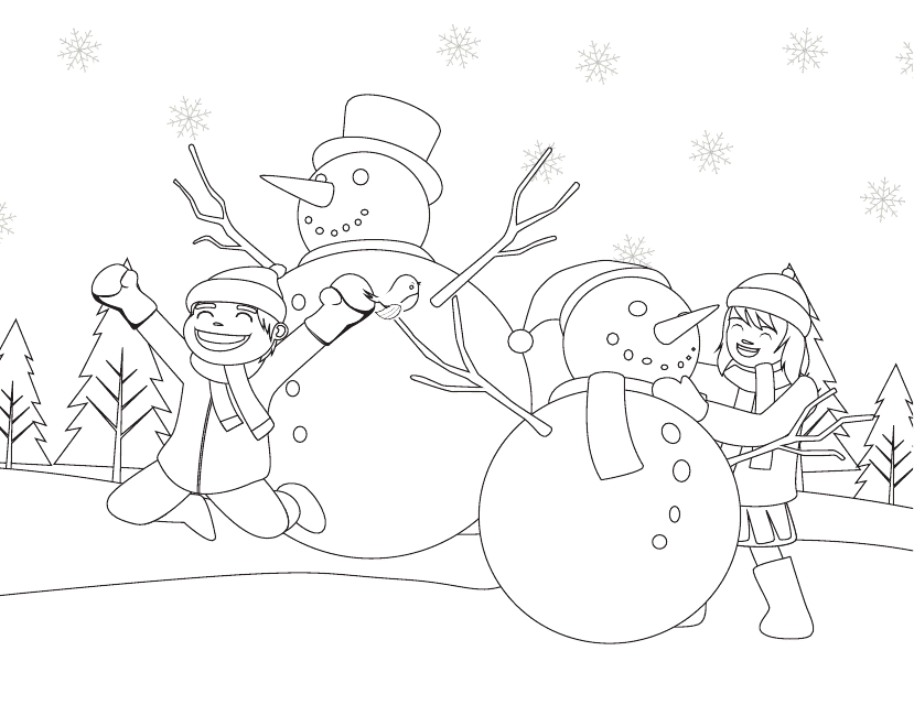 Winter Play Coloring Page