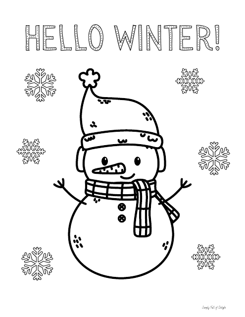 Free Printable Hello Winter Coloring Page