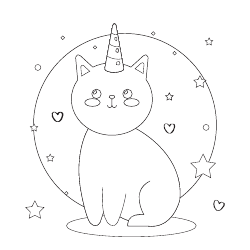 Document preview: Unicorn Cat Coloring Page