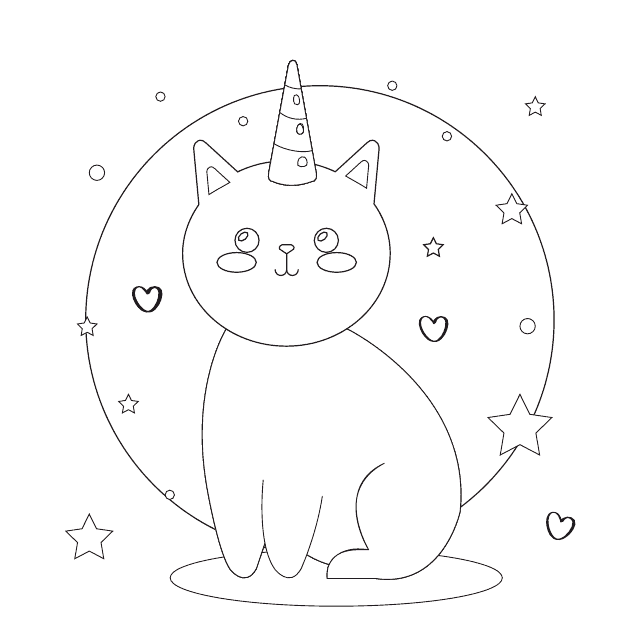 Unicorn Cat Coloring Page Image Preview