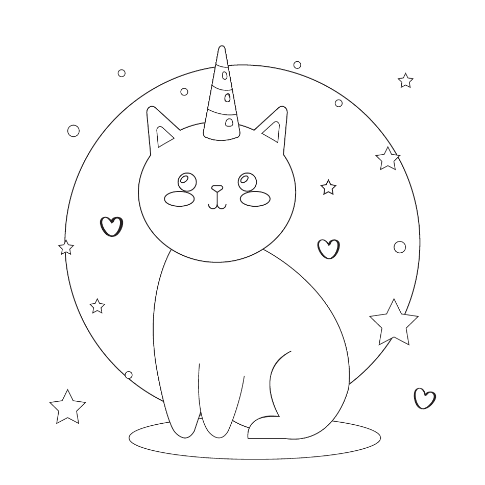 Unicorn Cat Coloring Page Download Printable PDF Templateroller