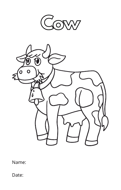 Grazing Cow Coloring Sheet
