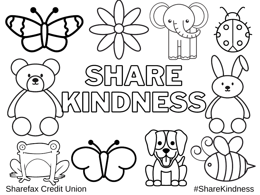 Share Kindness Coloring Page - Bright and Beautiful Design Suitable for All Ages