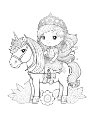 Document preview: Little Princess on a Pony Coloring Page