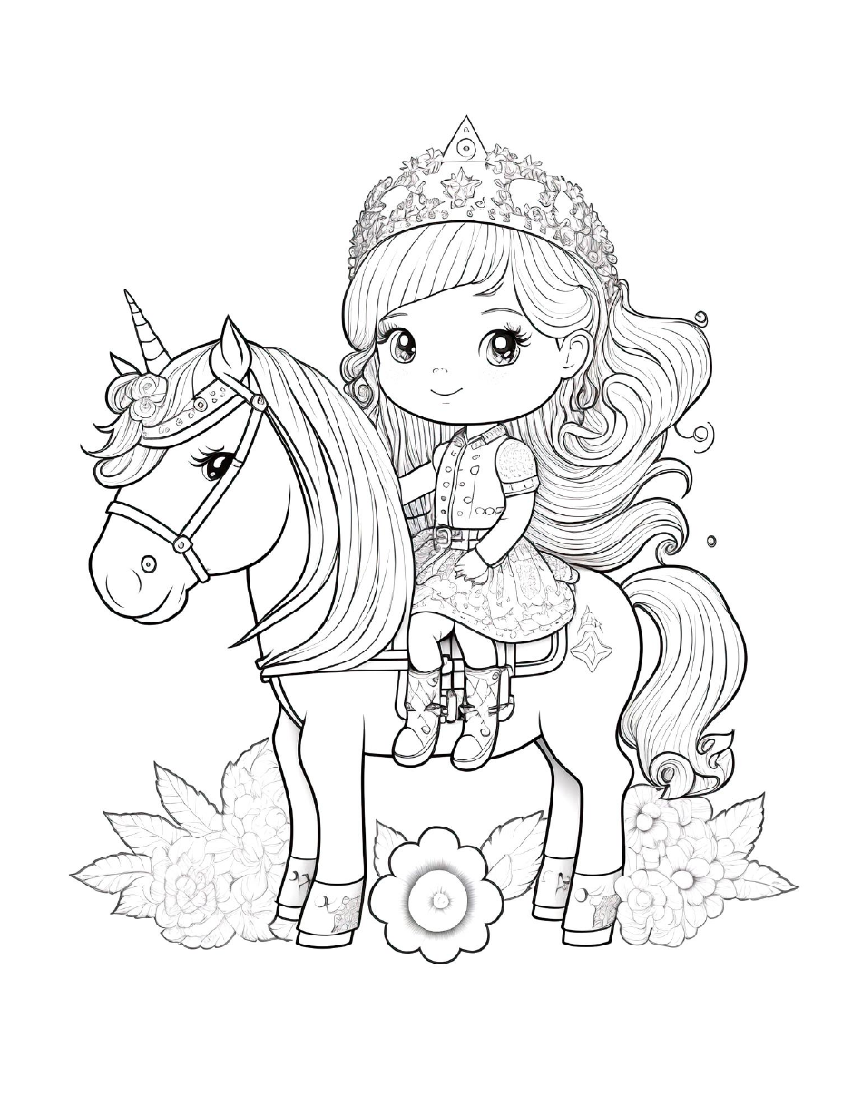 Little Princess on a Pony Coloring Page