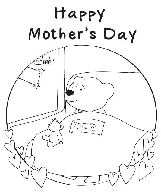 A delightful Mother's Day coloring page featuring bears
