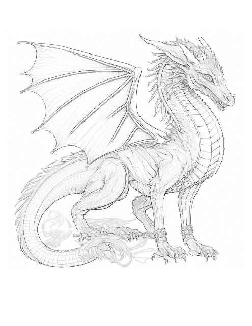 Realistic Dragon Coloring Page Image Preview