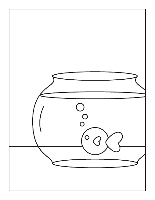 Fish in a bowl coloring page preview
