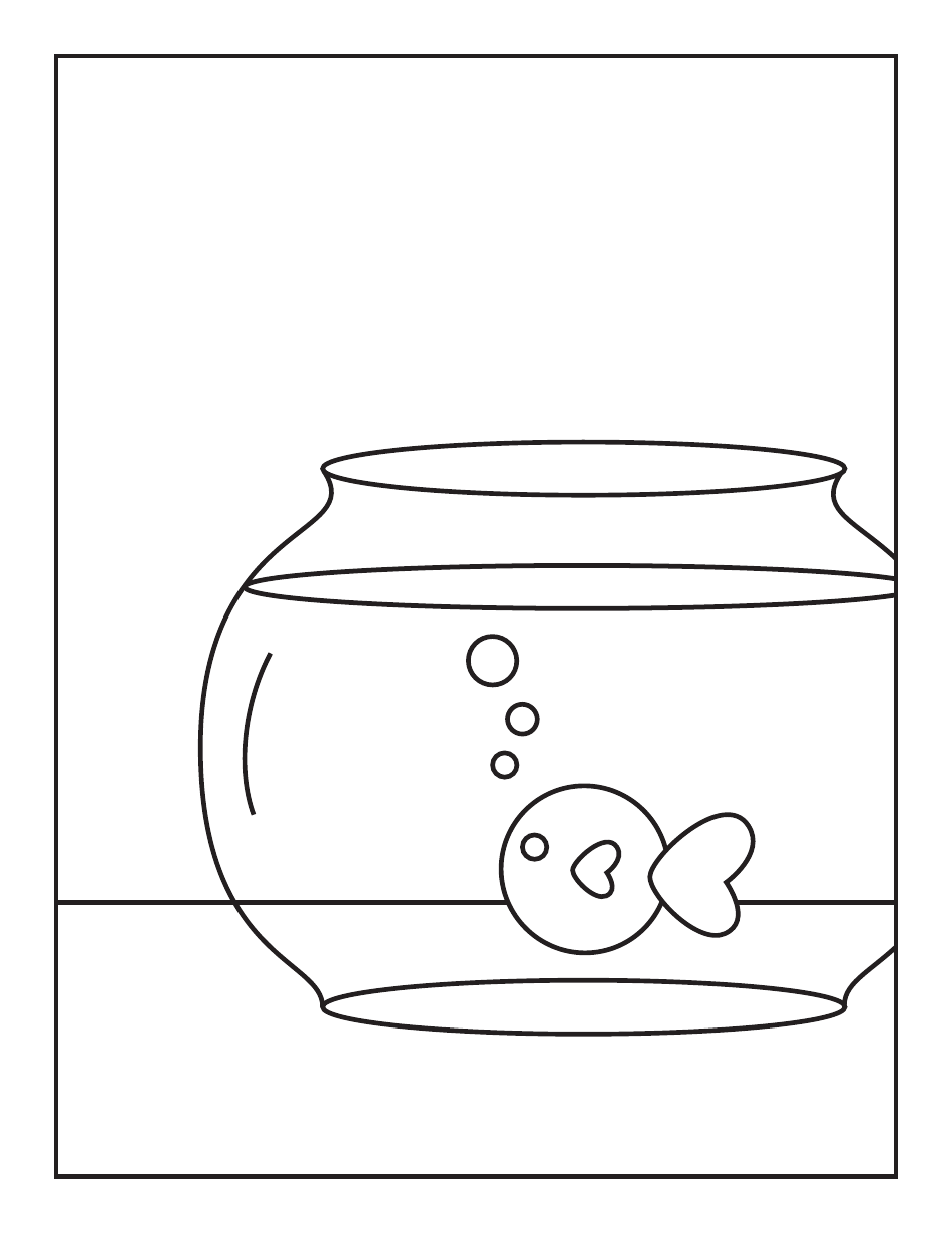 Fish in a bowl coloring page preview