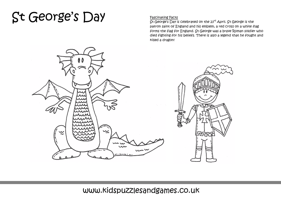 St George's Day Coloring Page - Beautiful coloring illustration of St George's Day celebration