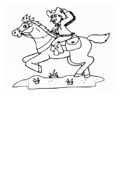 Document preview: Cowboy Riding Horse Coloring Page