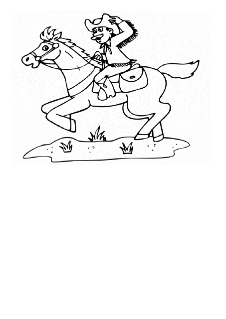 Cowboy Riding Horse Coloring Page
