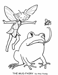 Document preview: Fairy and Frog Coloring Page