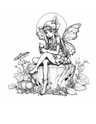 Document preview: Forest Fairy Coloring Page