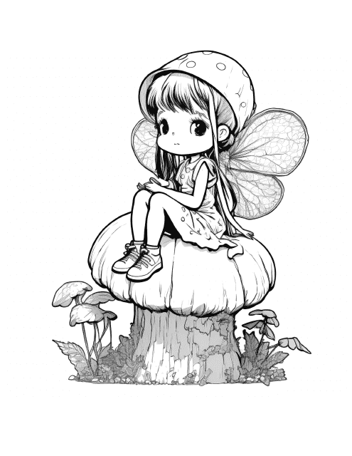Mushroom Fairy Coloring Page